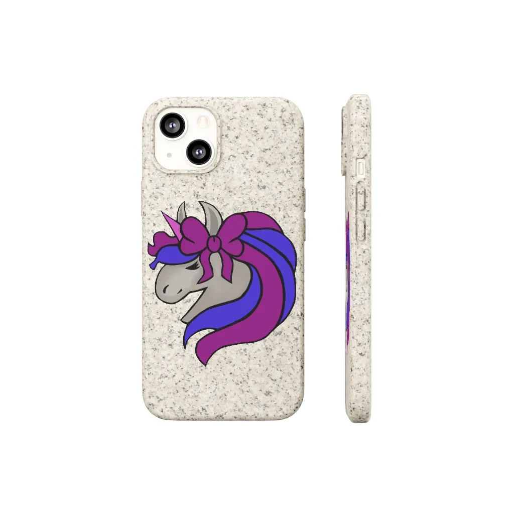 Purple Blue Unicorn Head Biodegradable Case