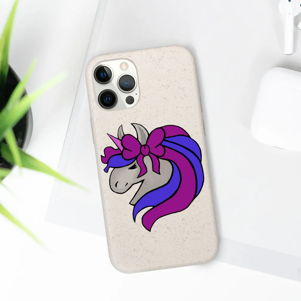 Purple Blue Unicorn Head Biodegradable Case