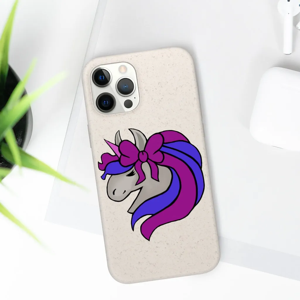 Purple Blue Unicorn Head Biodegradable Case