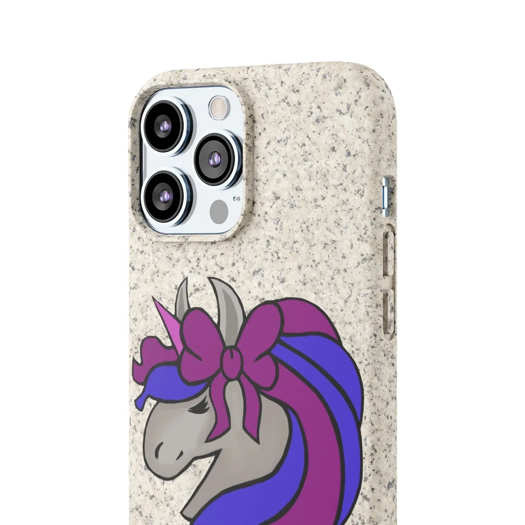 Purple Blue Unicorn Head Biodegradable Case