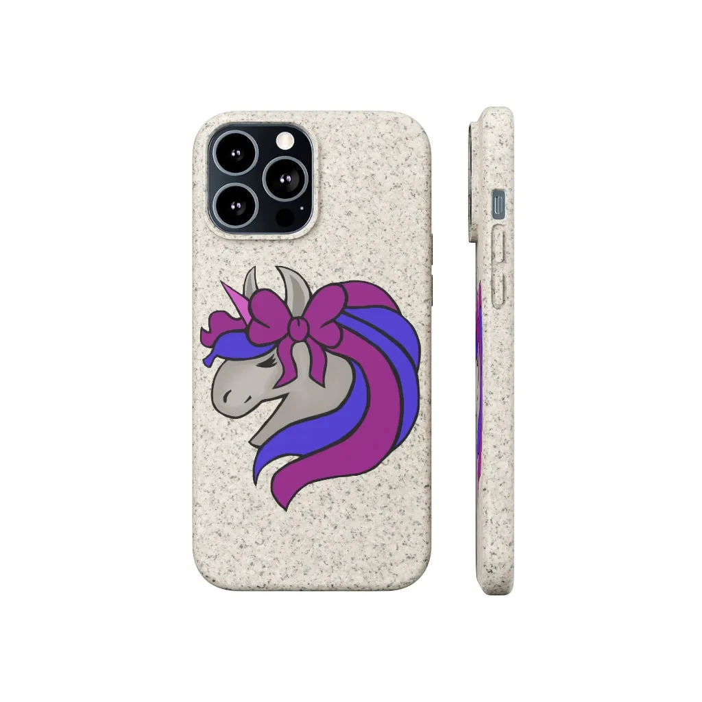 Purple Blue Unicorn Head Biodegradable Case