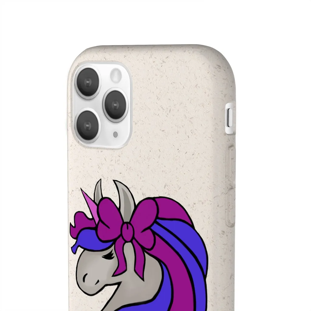 Purple Blue Unicorn Head Biodegradable Case