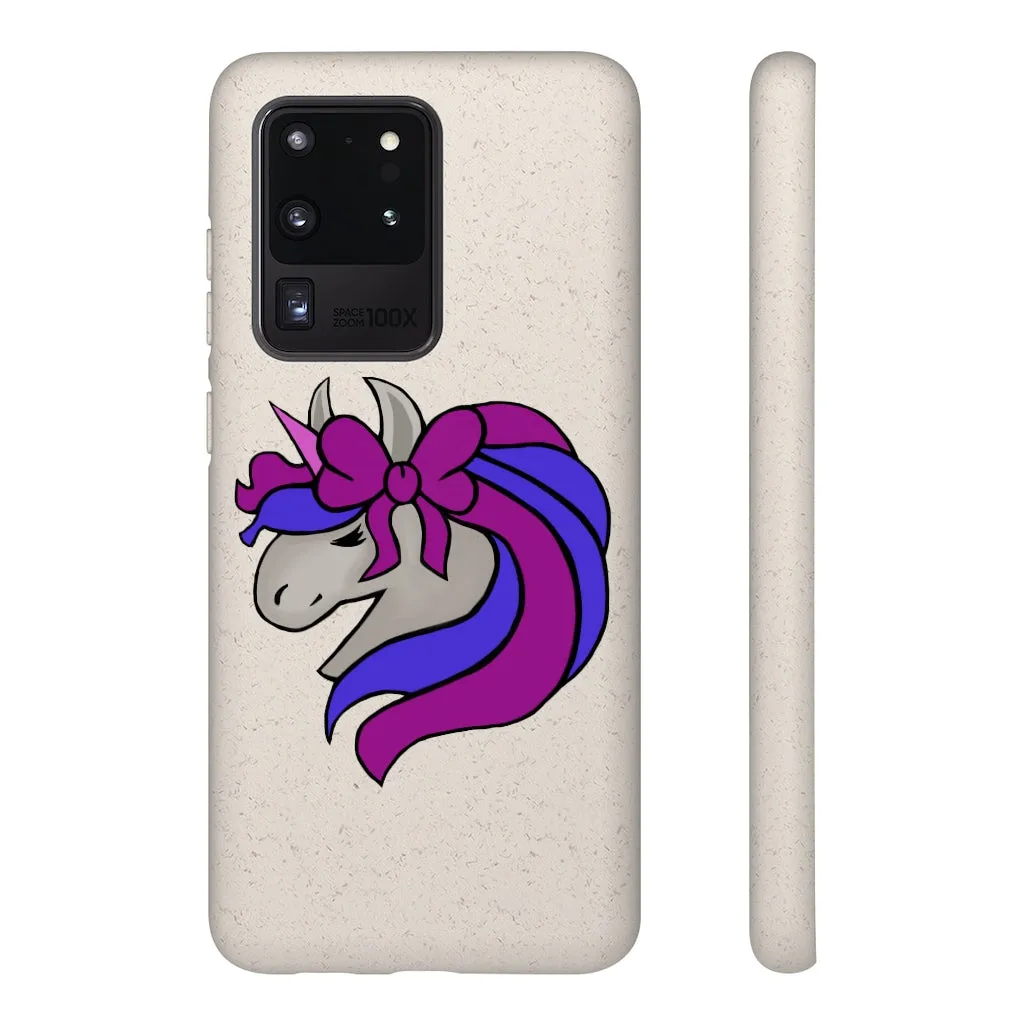 Purple Blue Unicorn Head Biodegradable Case