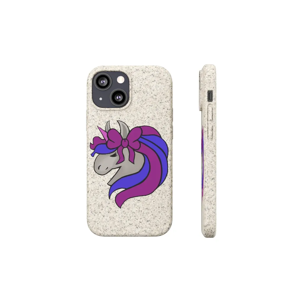 Purple Blue Unicorn Head Biodegradable Case