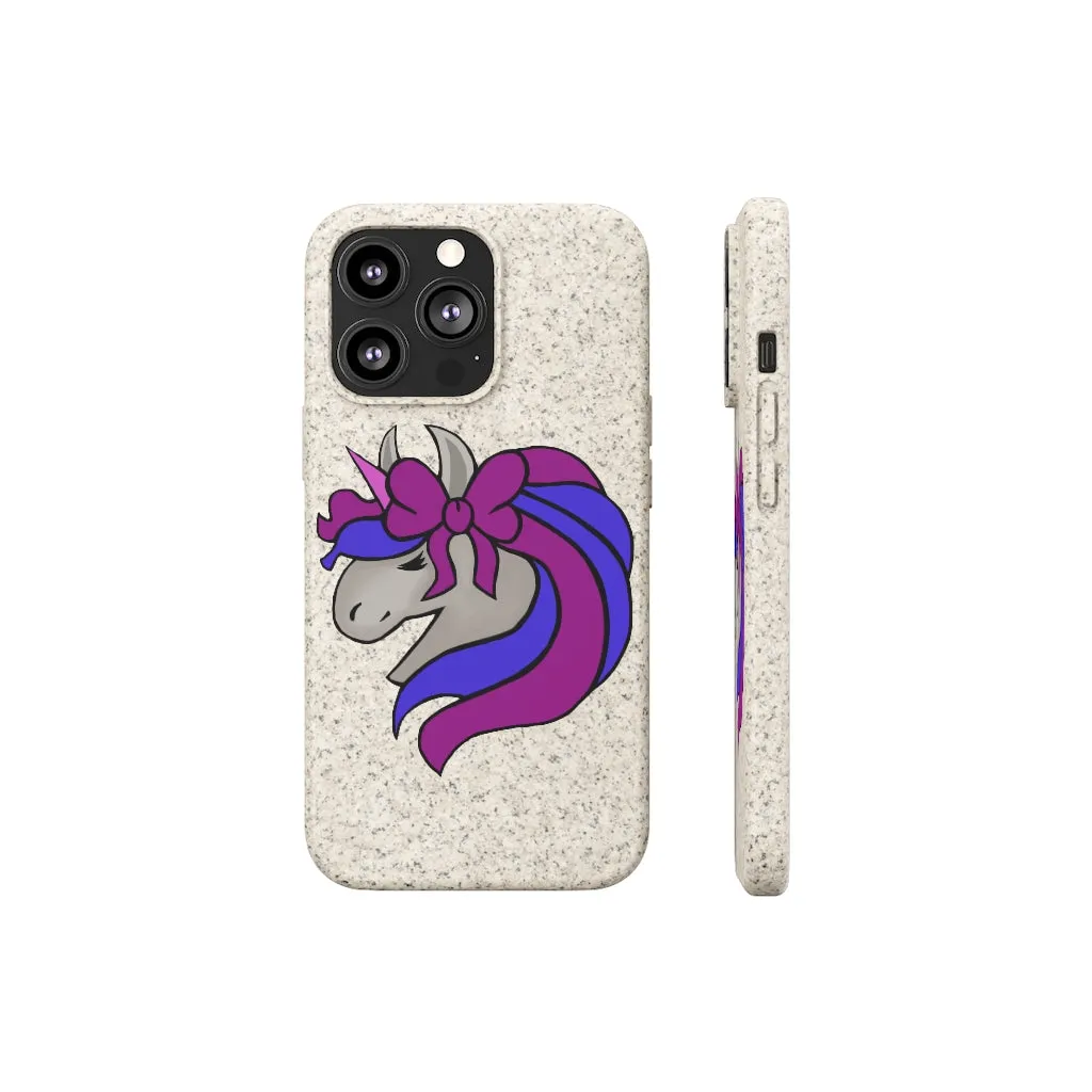 Purple Blue Unicorn Head Biodegradable Case