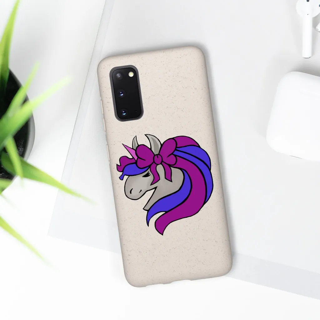 Purple Blue Unicorn Head Biodegradable Case