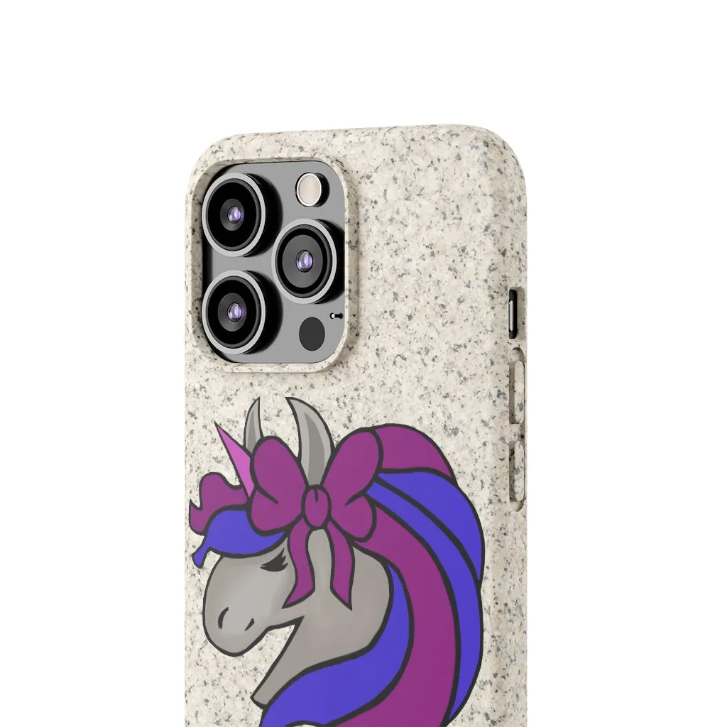 Purple Blue Unicorn Head Biodegradable Case