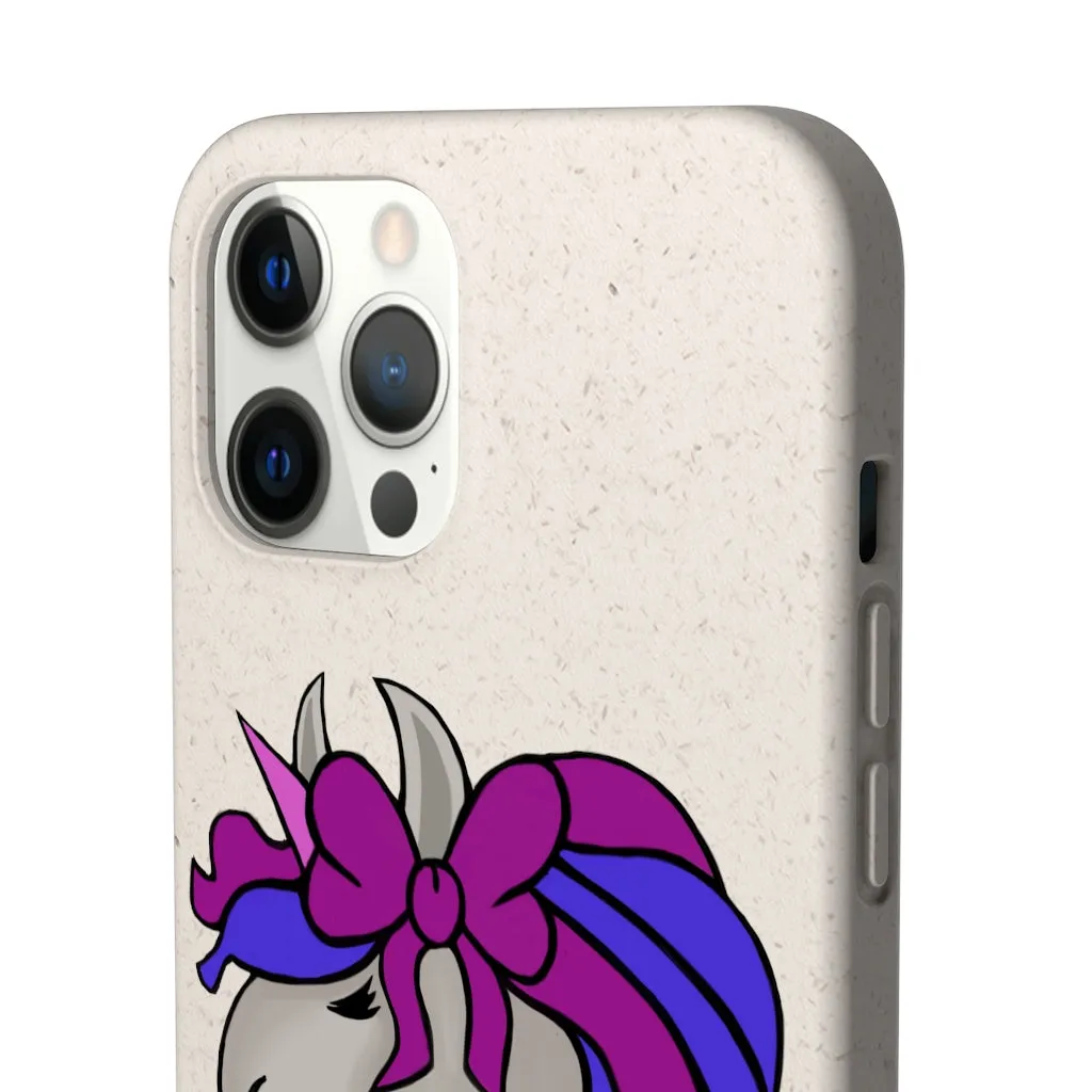 Purple Blue Unicorn Head Biodegradable Case