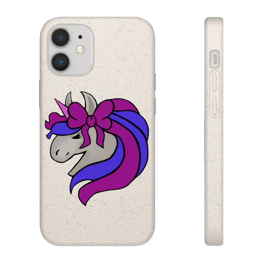 Purple Blue Unicorn Head Biodegradable Case