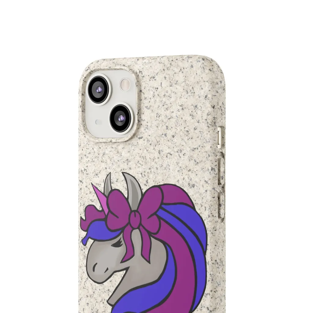 Purple Blue Unicorn Head Biodegradable Case