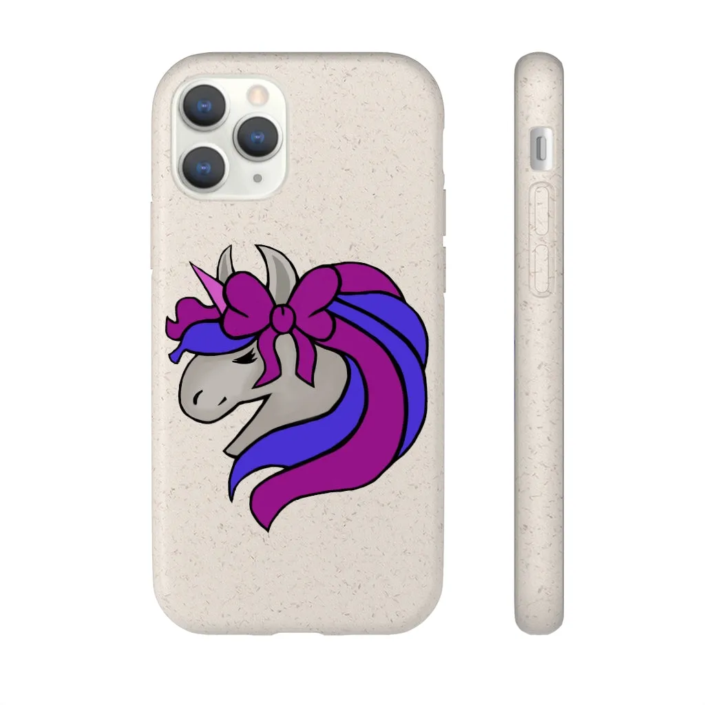 Purple Blue Unicorn Head Biodegradable Case