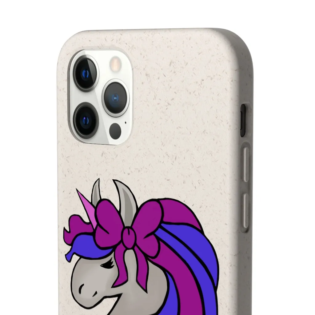 Purple Blue Unicorn Head Biodegradable Case