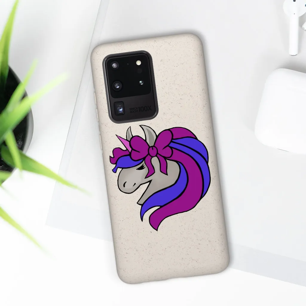 Purple Blue Unicorn Head Biodegradable Case