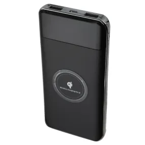 Qi Wireless Charging Pad Power Bank with Micro USB Cable - Black