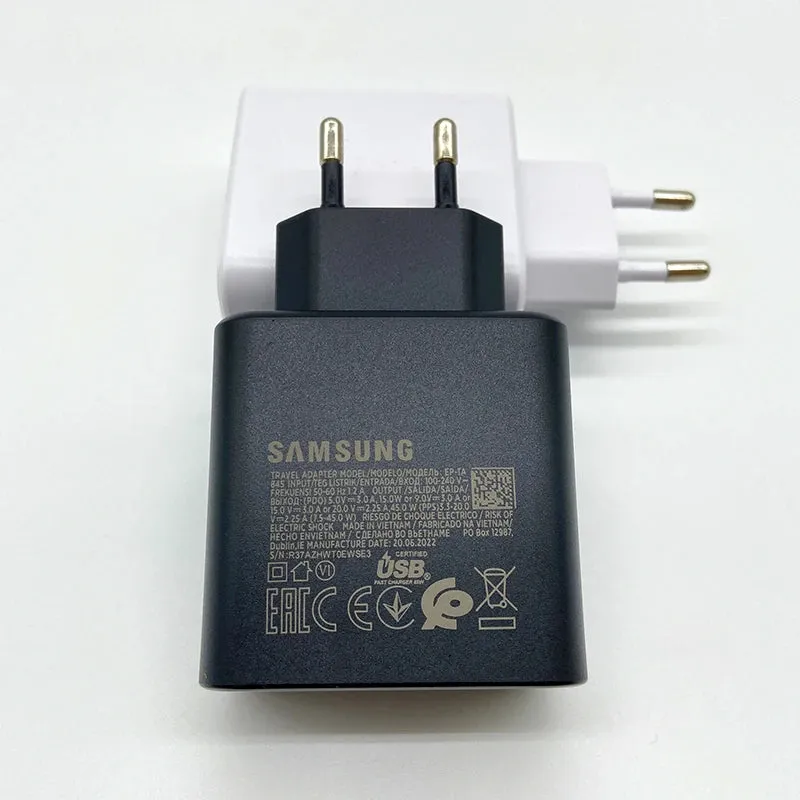 Samsung Charger 45W Super Fast Charge EU CERTIFIED USB-C Adapter For Galaxy S23 S24 S22 S20 Ultra Tab S9 Plus F55 C55 M55