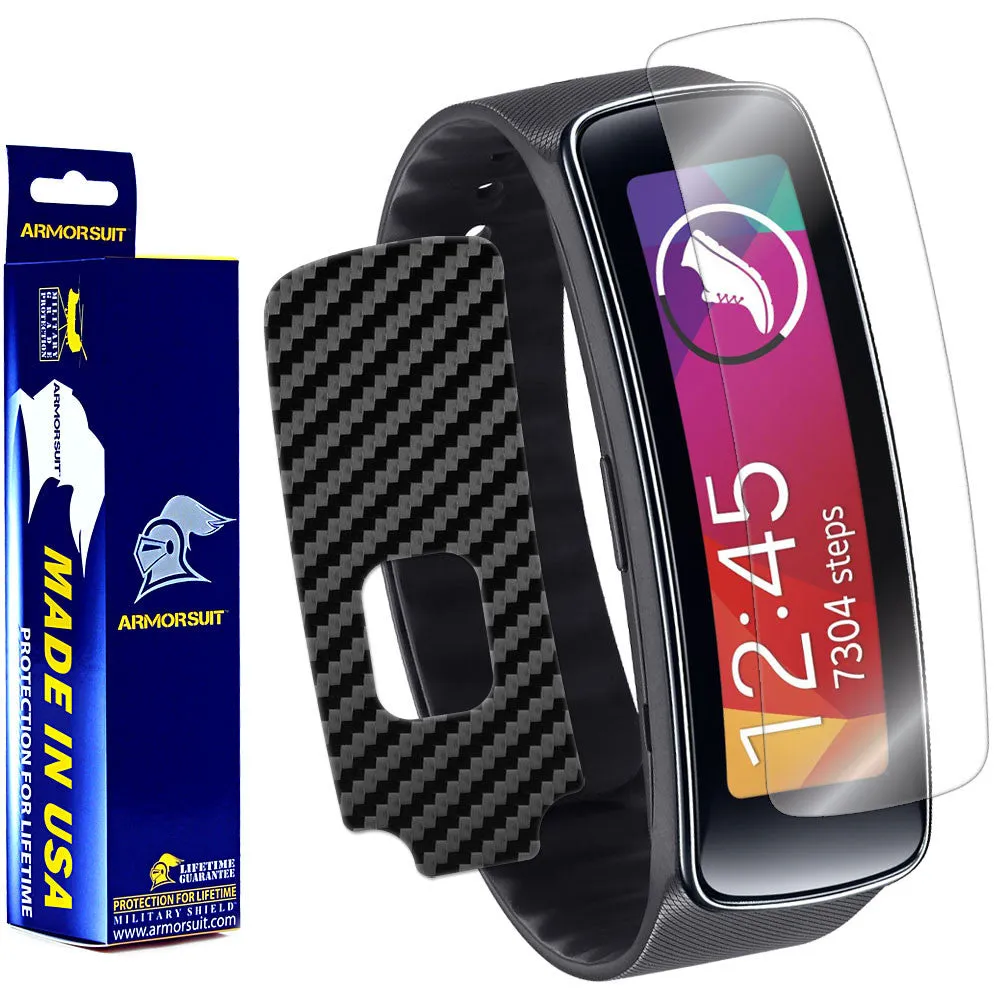 Samsung Gear Fit Screen Protector   Black Carbon Fiber Film Protector