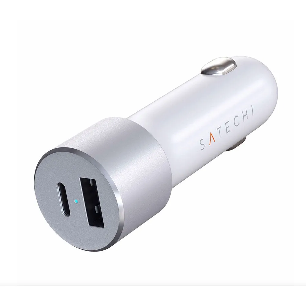 Satechi - USB / USB C Car Charger 72W Power Delivery (ST-TCPDCCS) - White / Silver