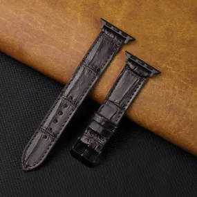 Slim Dark Brown Alligator Apple Leather Watch Band