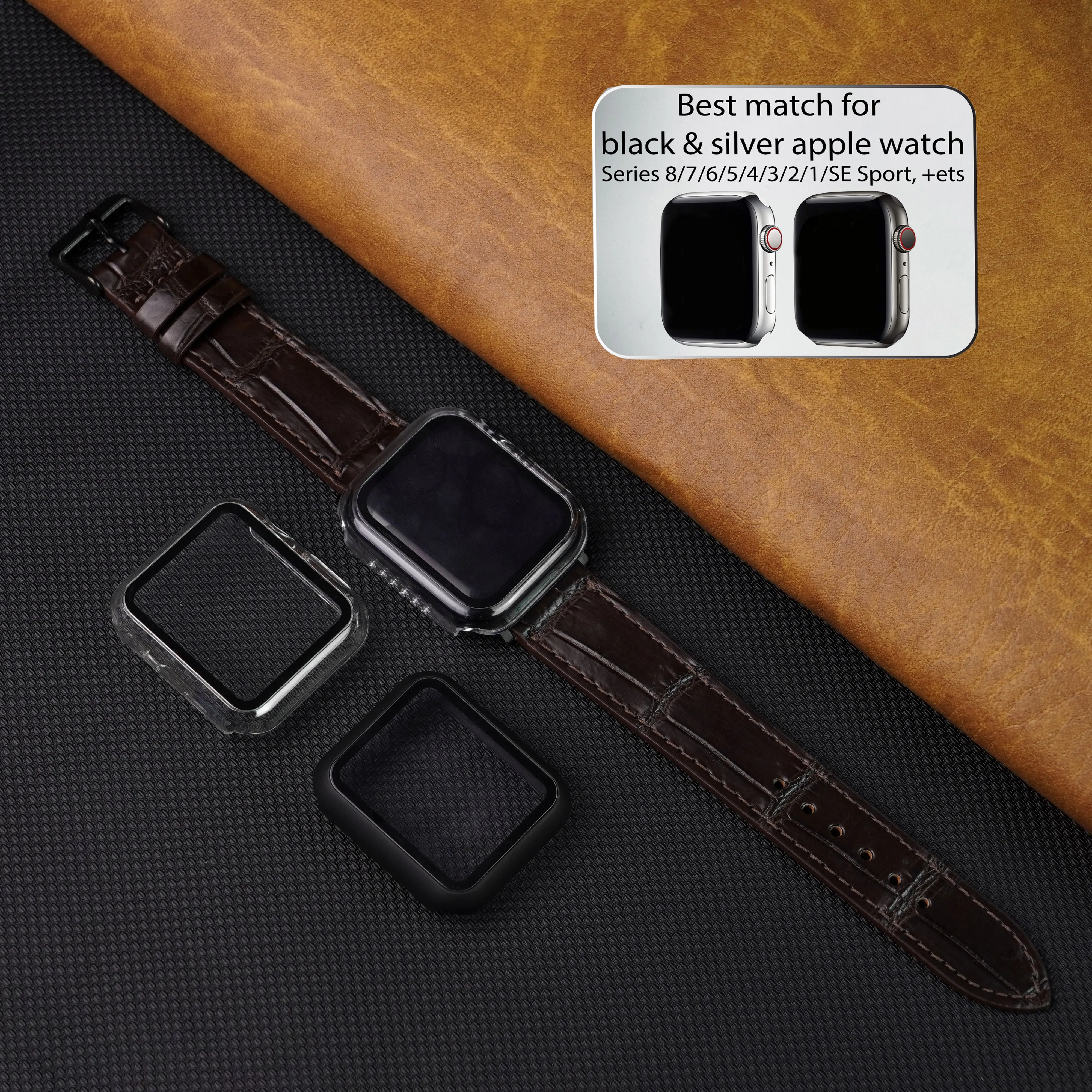 Slim Dark Brown Alligator Apple Leather Watch Band