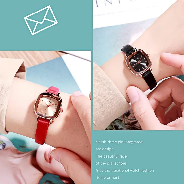 Small Square Leather Strap Women's Watch