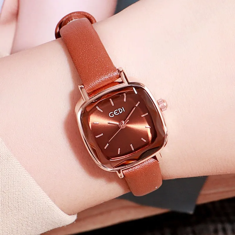 Small Square Leather Strap Women's Watch