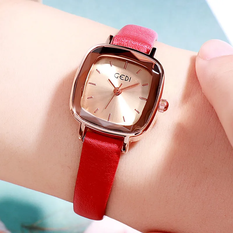 Small Square Leather Strap Women's Watch