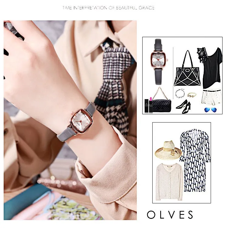 Small Square Leather Strap Women's Watch