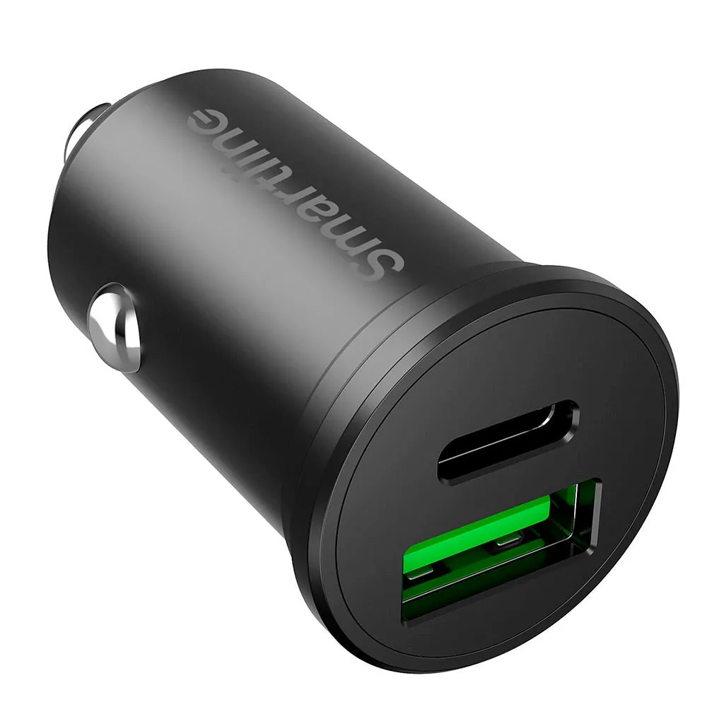 Smartline PD (Power Delivery) 45W Biloplader m. USB-C & USB-A - Sort