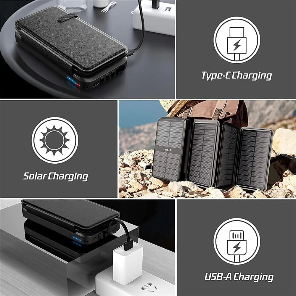 Solar-Charger-Power-Bank 43800mAh Qc3.0 Fast Charging Qi 10W Wireless Charger