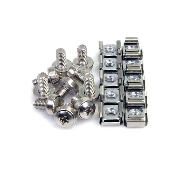 Startech.Com M6 Screws And Cage Nuts - 100 Pack - M6 Mounting Screws And Cage Nuts For Server Rack And Cabinet - Silver