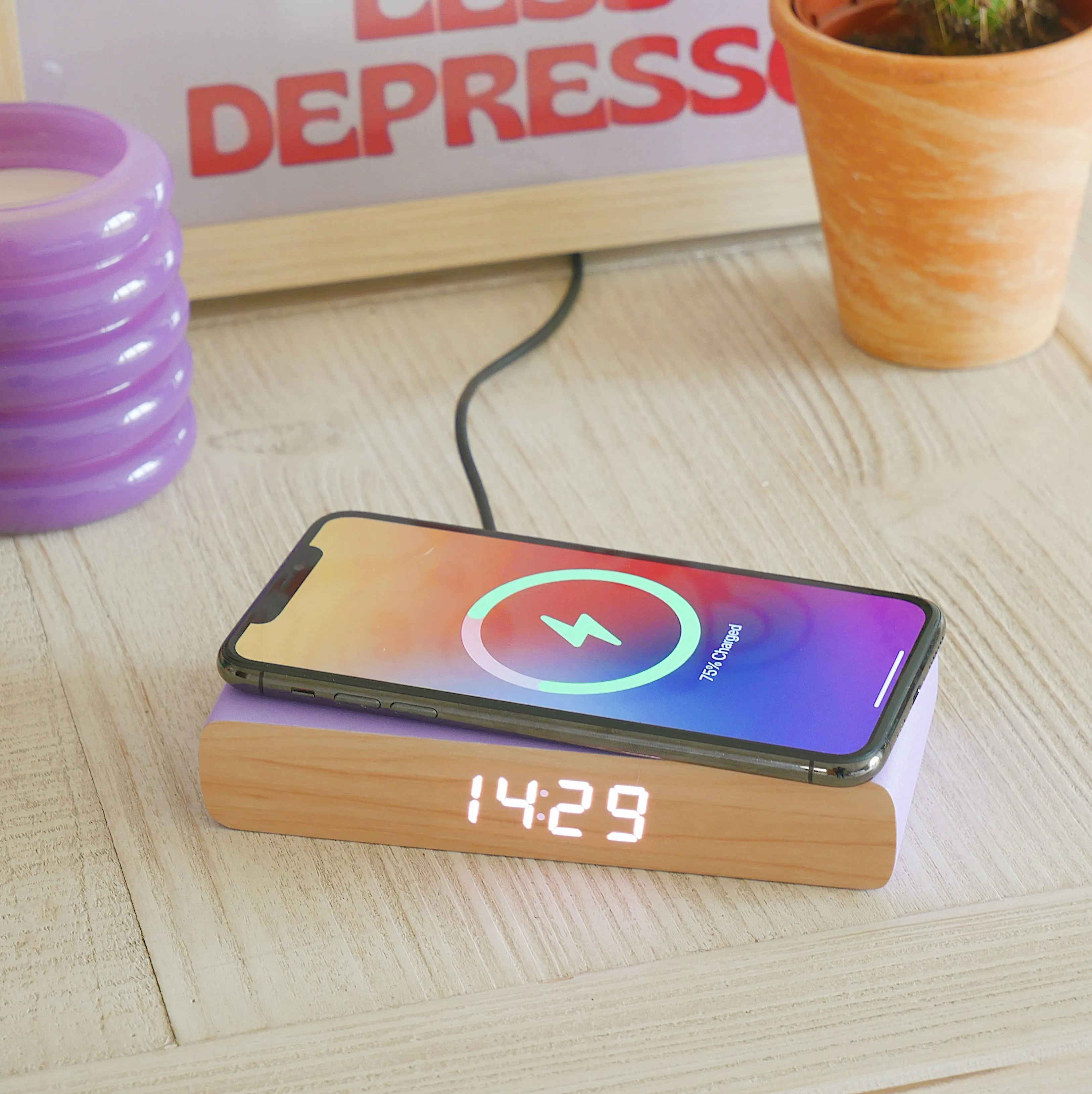 Steepletone  Rise Charge - Wireless Charger & Alarm Clock: Orange