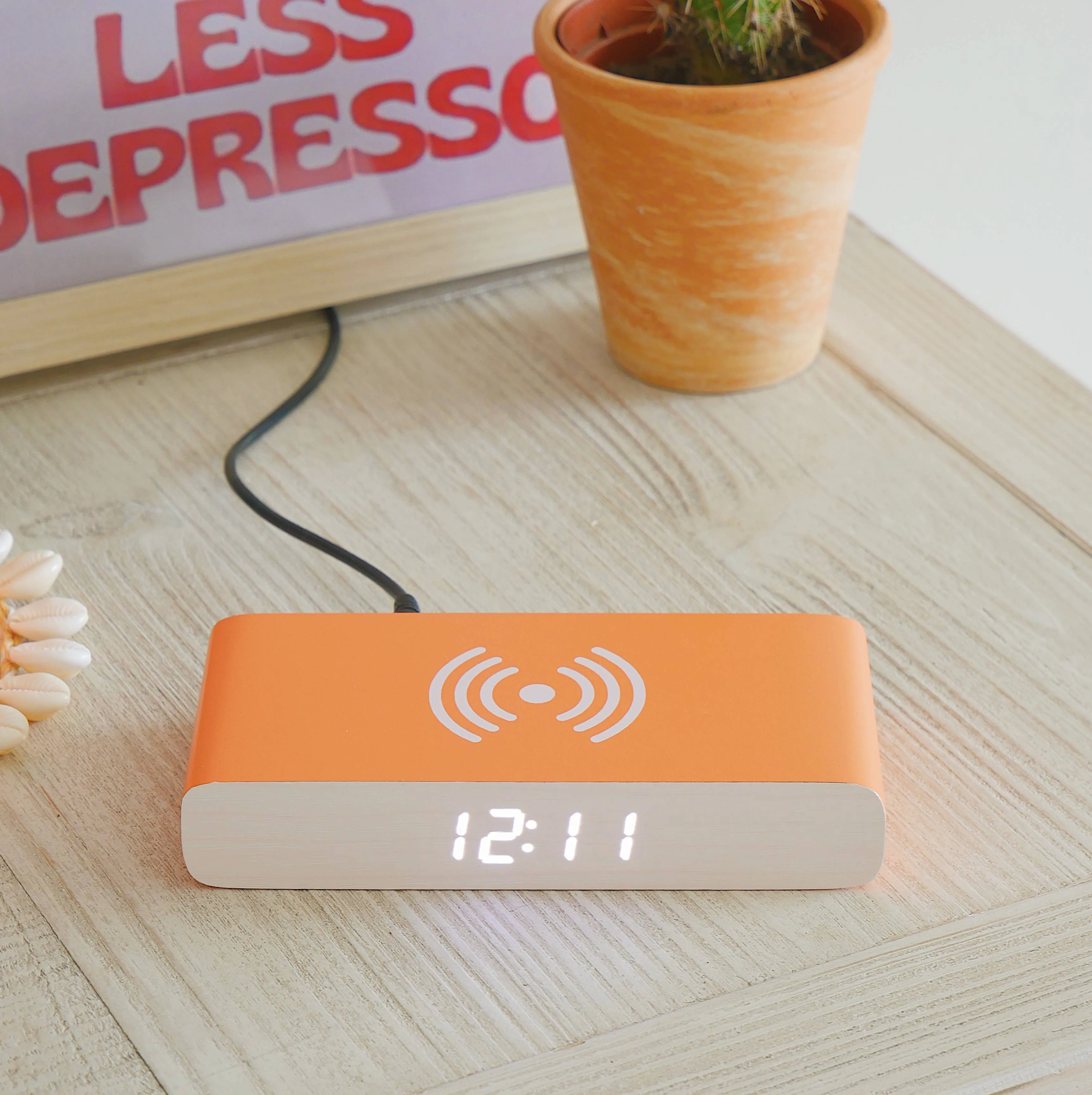 Steepletone  Rise Charge - Wireless Charger & Alarm Clock: Orange