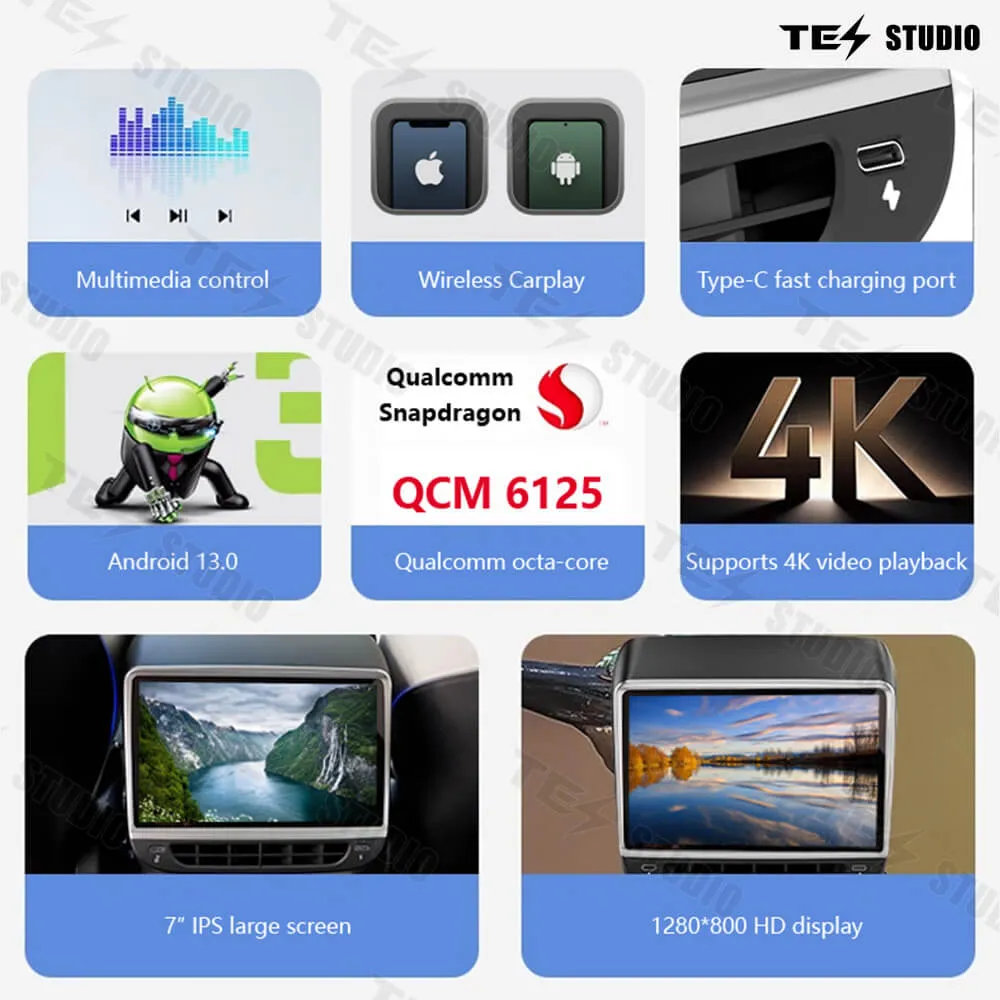 Tesstudio Tesla Accessories Model 3/Y R7 Plus Rear Intelligent Entertainment System Screen