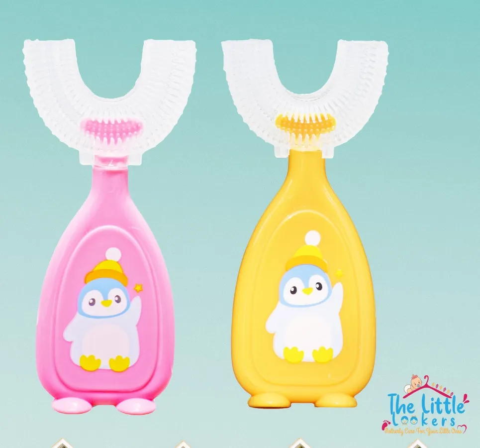 The Little Lookers 360° U-shaped Toothbrush with food grade silicone head| Soft bristles for babies & kids' sensitive gums & teeth| Easy grip| Dental care| Oral hygiene (Pack of 2)