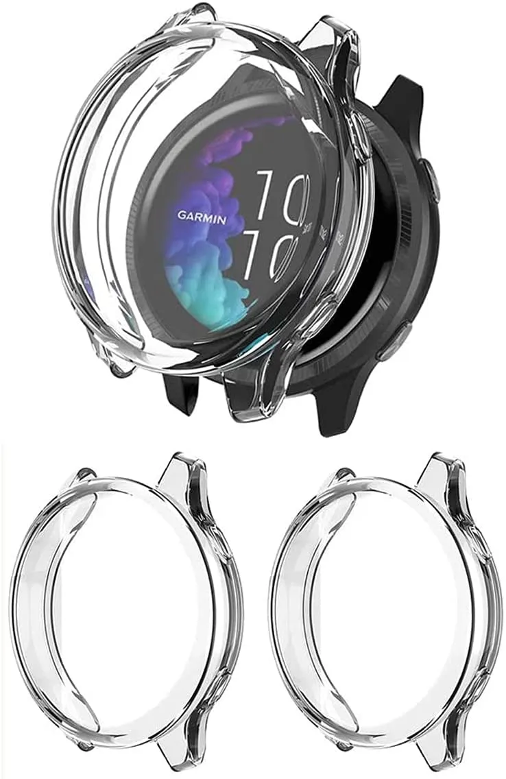 THRE【2 Pack】 For Garmin Venu 2 2S  Vivoactive 4 4S TPU Screen Protector Full Case Cover