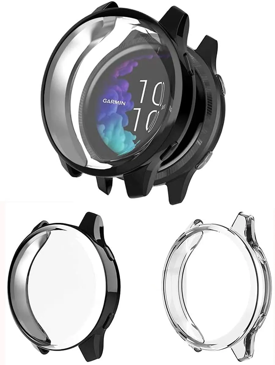 THRE【2 Pack】 For Garmin Venu 2 2S  Vivoactive 4 4S TPU Screen Protector Full Case Cover