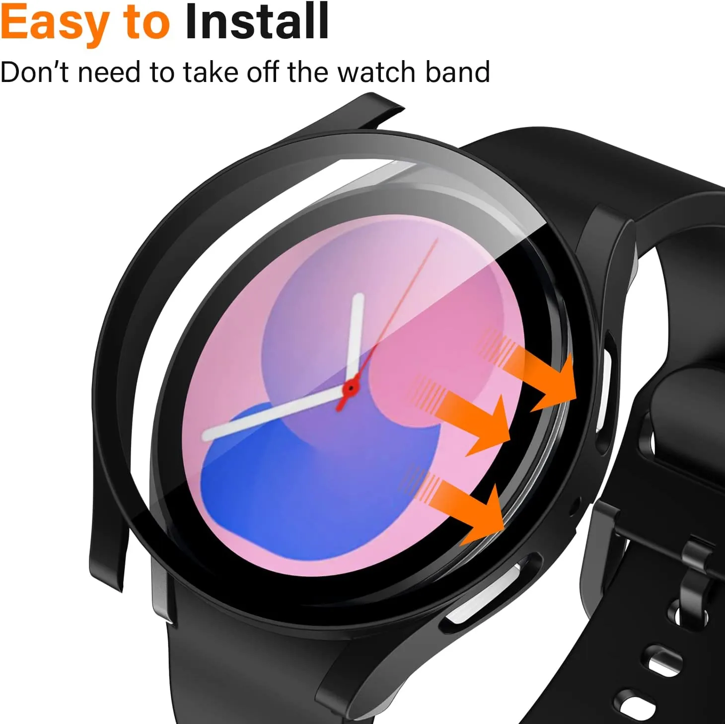 THRE【2 Pack 】For Samsung Galaxy Watch 6 Tempered Glass Screen Protector Case Cover