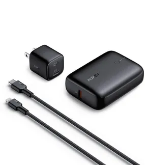 TK-2 On-The-Go Bundle 10000mah Powerbank, Lightning Cables, Wall Charger for Apple Black