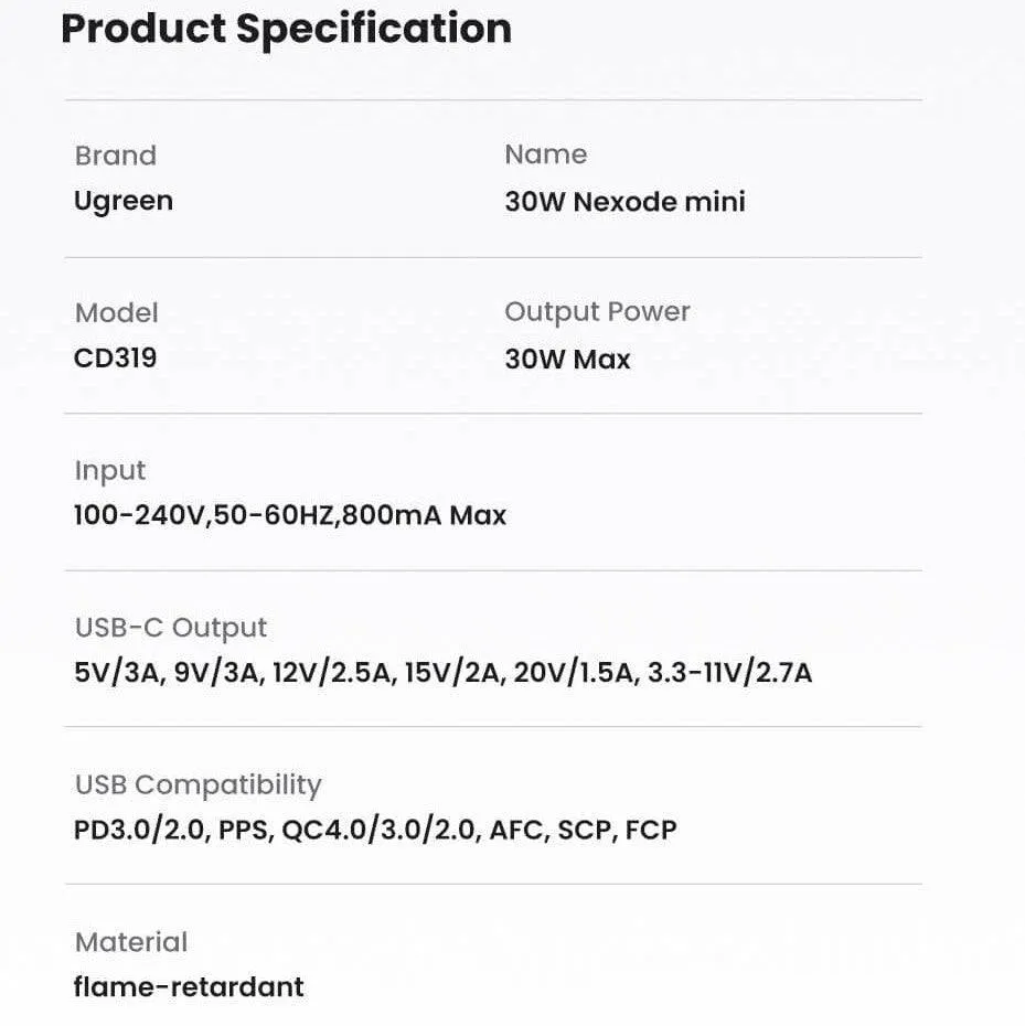 UGREEN 30W TYPE-C Fast Charger