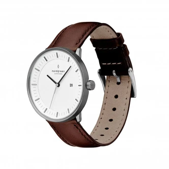 Unisex Philosopher Leather Gun Metal 40mm Watch PH40GMLEDBXX