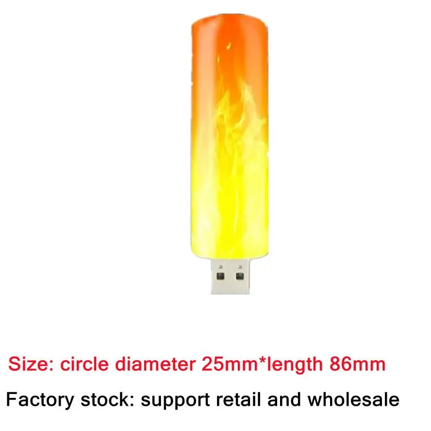 USB Atmosphere Light LED Flame Flashing Candle Lights Book Lamp for Power Bank Camping Lighting Cigarette Lighter Atmosphere