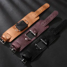 Vintage Leather Cuff Smart Watch Band