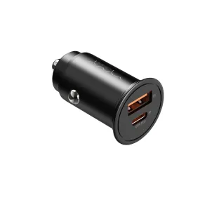 Vyvylabs Round Dot Dual Fast Charge Car Charger 65W A C Compact and Reliable - Black