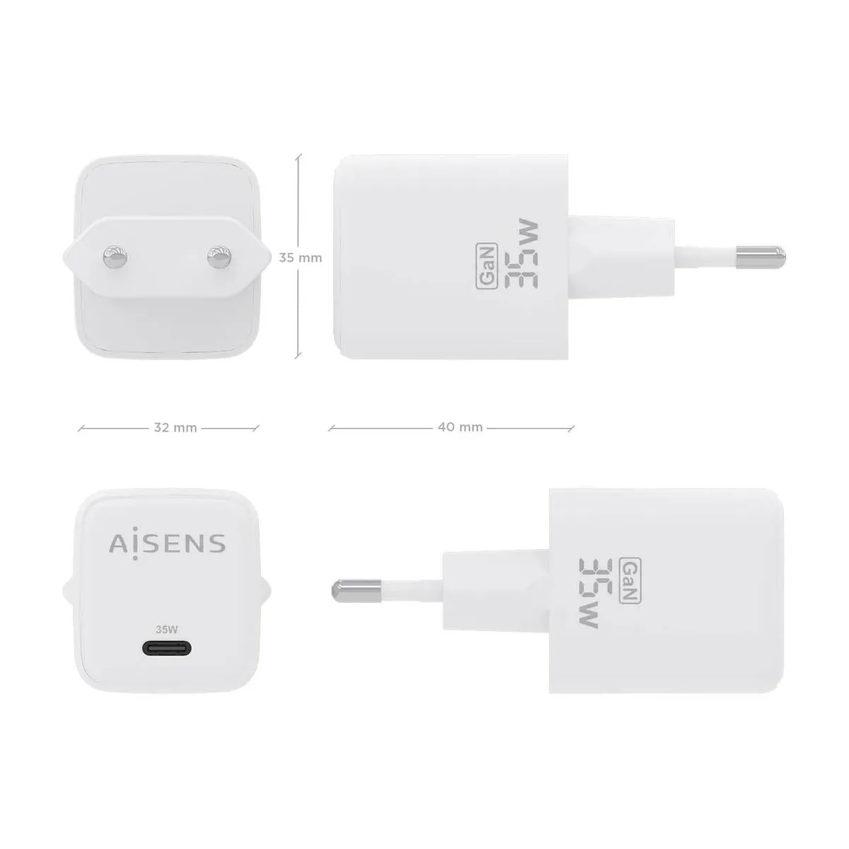 Wall Charger Aisens ASCH-35W1P016-W White 35 W (1 Unit)