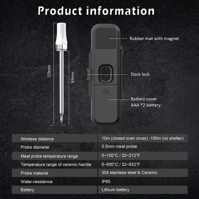 Wireless Meat Thermometer Bluetooth | Cooking, Baking & Grilling