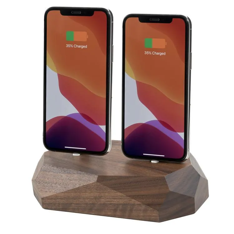 Wood iPhone Dual Charging Dock - Oakywood