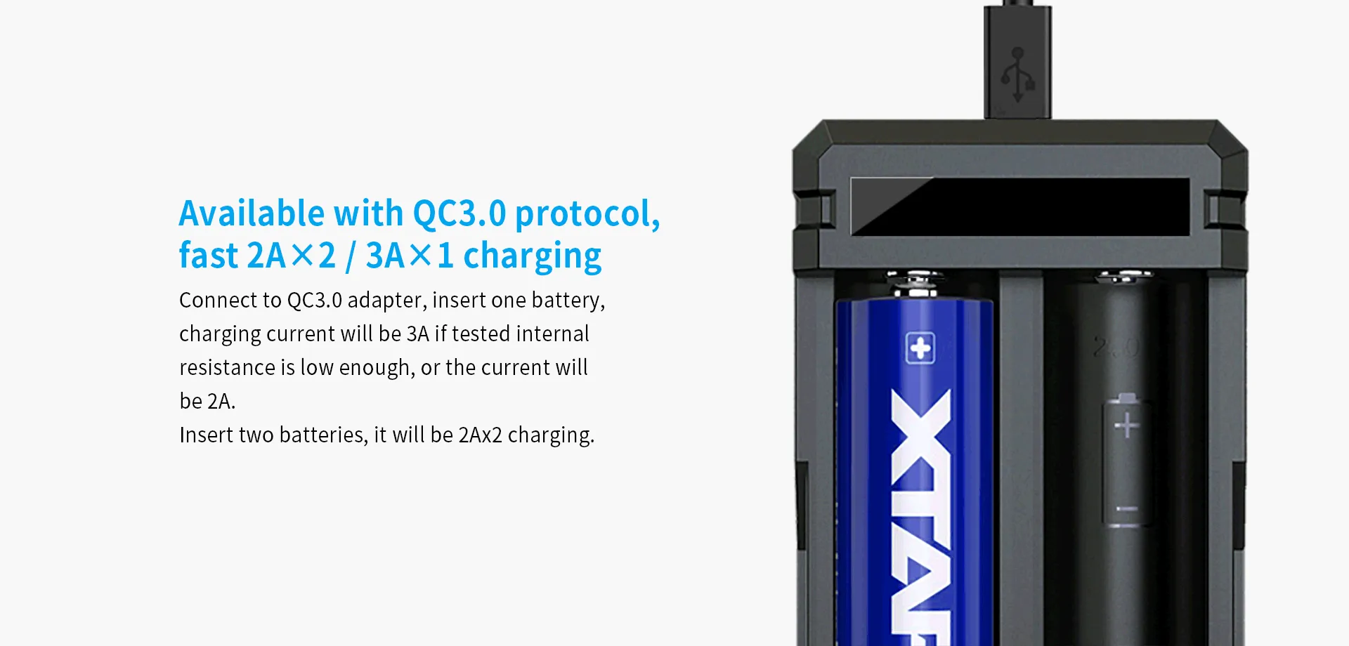 XTAR SC2 3A QC3.0 Fast Lithium-Ion Battery Charger