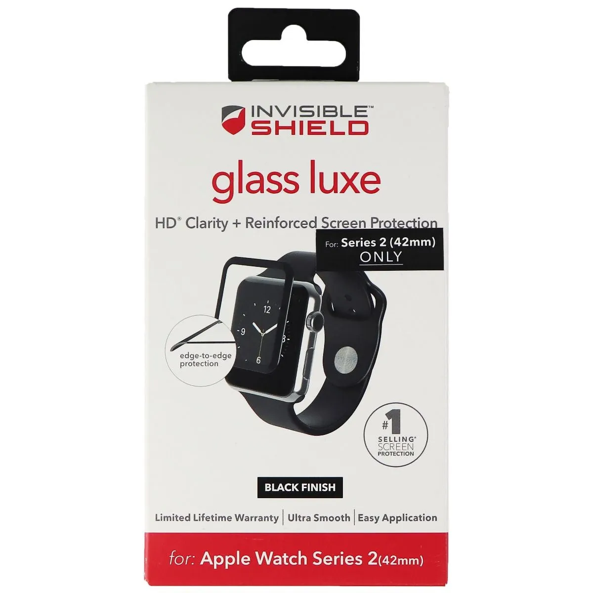 ZAGG InvisibleShield Glass Luxe Screen Protector for Apple Watch Series 2 Black